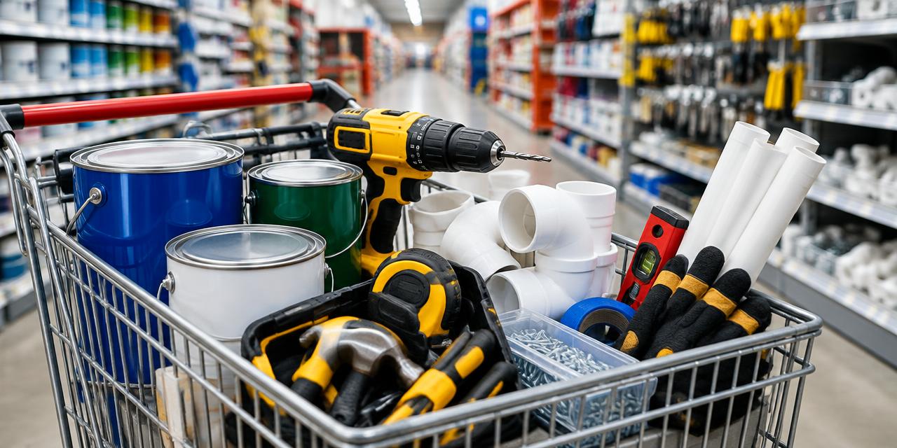 Carrinho com materiais de construção